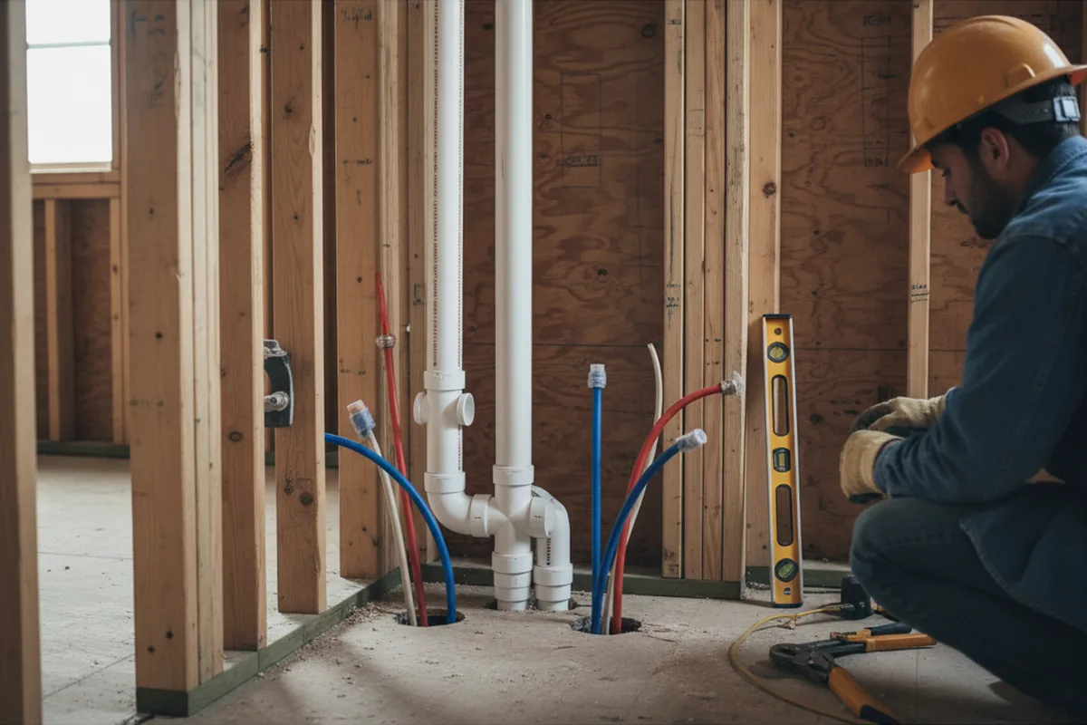 Drain and supply rough-in during Drain Cleaning in Woodbine